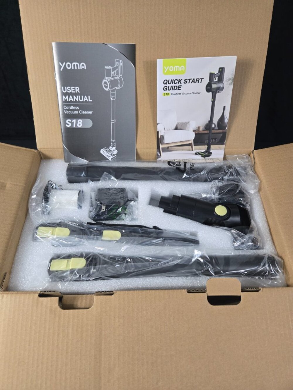 Yoma S18 Cordless Stick Vacuum Yellow 6-in-1 Cleaner NIB